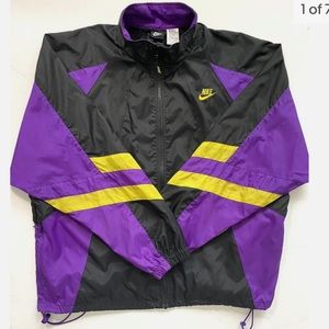 Vintage 1990s Nike Windbreaker Black Yellow Purple Men’s XL